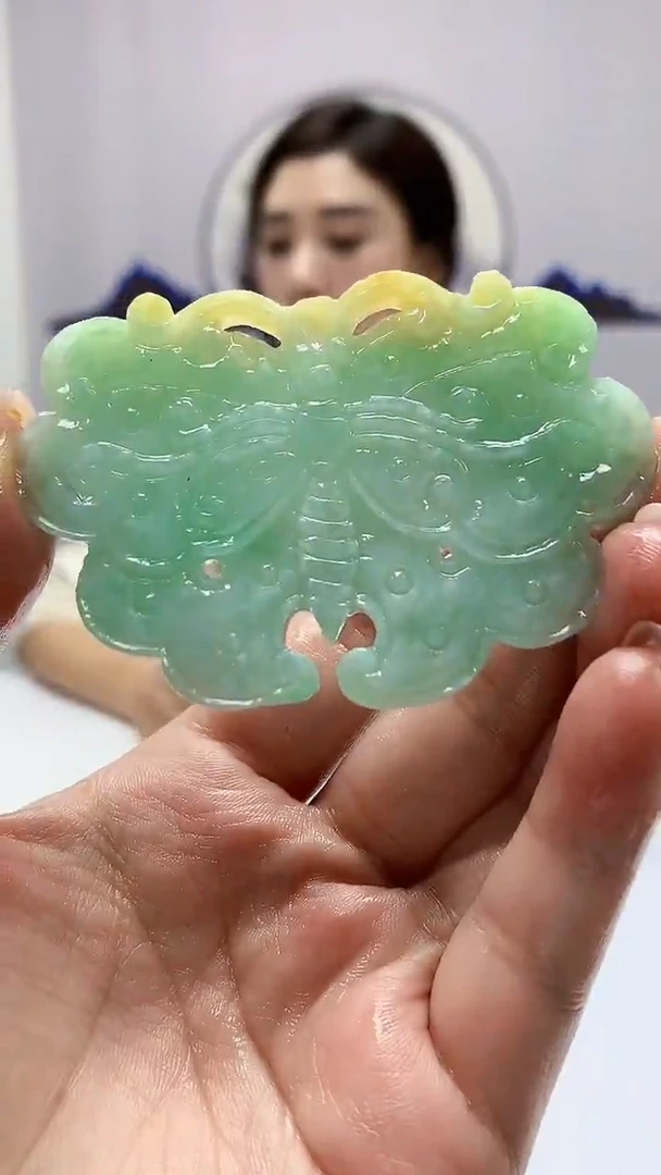 【闪购商品】定制翡翠未镶嵌4829ms-毛货206蝴蝶赠绳子