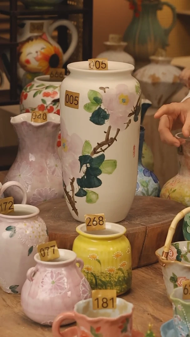 陶瓷景德镇设计师手作花器摆件侘寂风@M005@