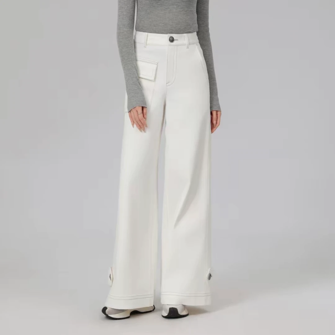 AMASS/阿玛施新款显高显瘦宽松休闲中高腰宽腿裤秋季5100497