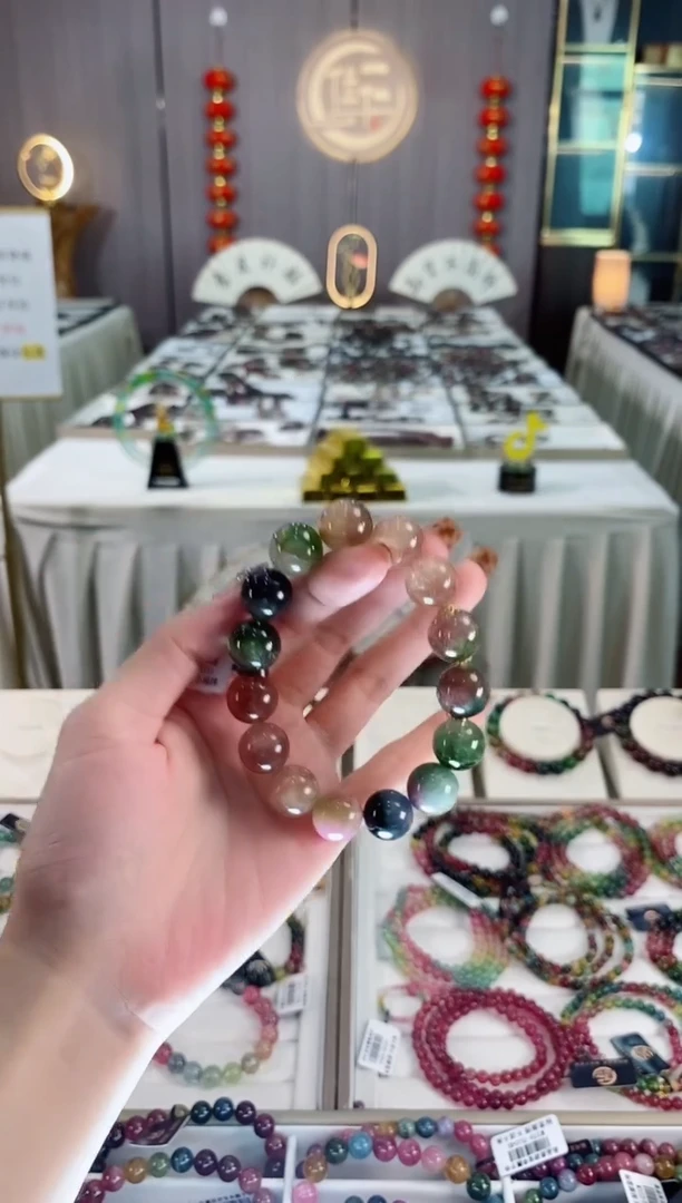 未镶嵌老矿碧玺色标冰体单圈手串14mm+碧玺dan多样性发货一条