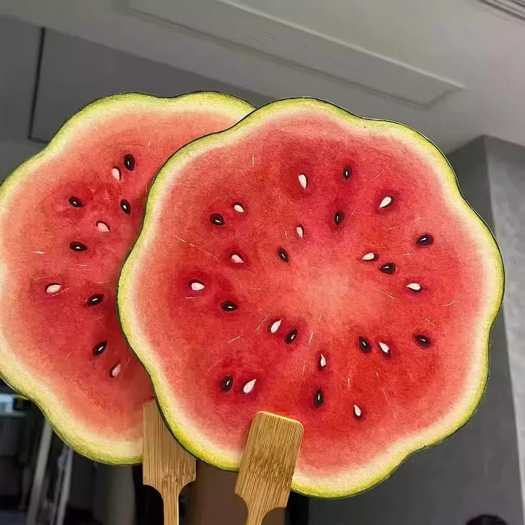 夏日清凉西瓜团扇手绘风仿真扇子甜甜凉凉送好闺蜜夏日好物