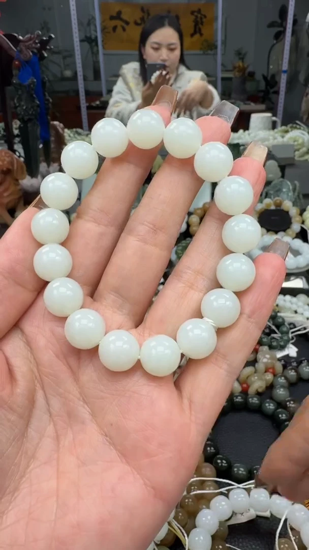 未镶嵌手串和田玉新疆且末金山白玉卡12