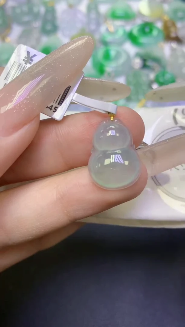 颈饰18K金镶嵌翡翠天然缅甸翡翠A货百元以上9元证书费自理