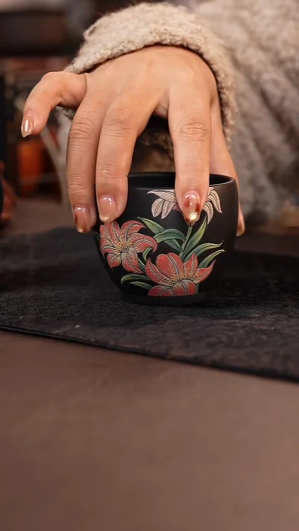 茶杯紫砂捂灰款百合主人杯