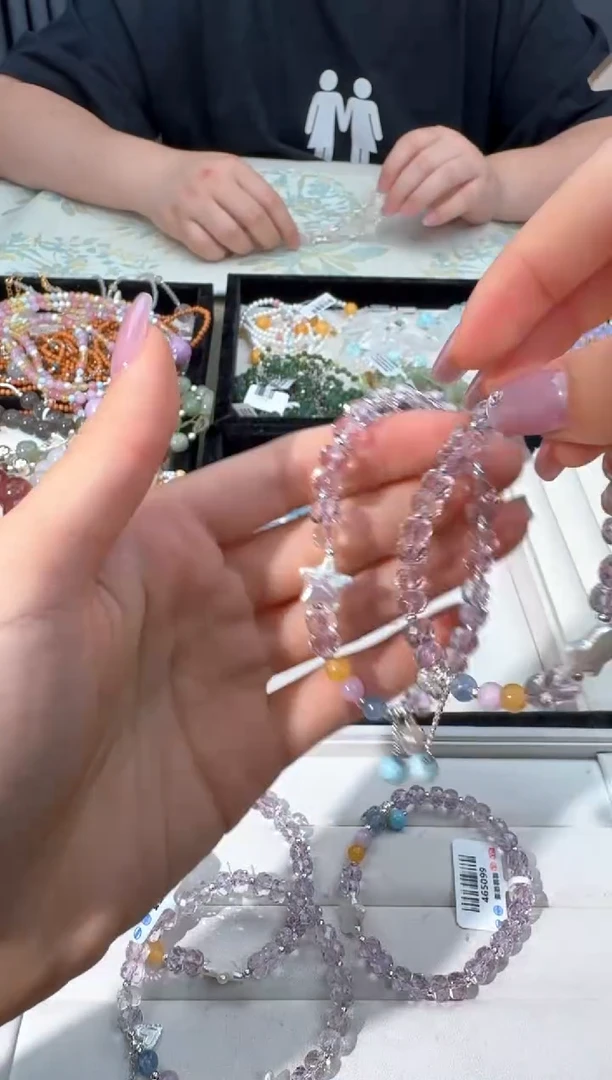 水晶手链银S925镶嵌I028紫水盘切巴洛克星星款