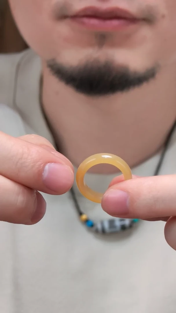 未镶嵌戒指和田玉14#糖料指环HX