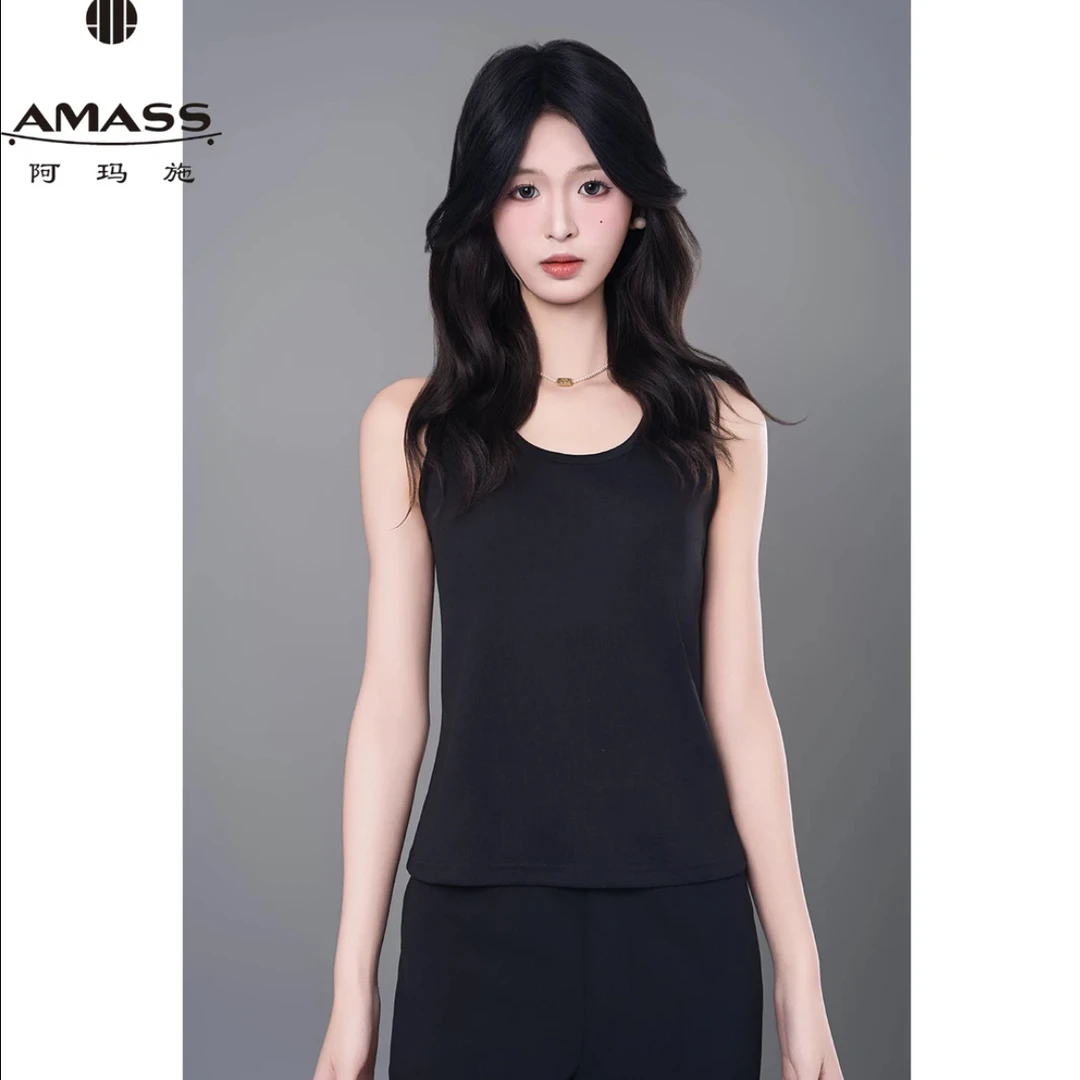 AMASS/阿玛施春夏新款简约百搭纯色薄款套头打底背心吊带女530072