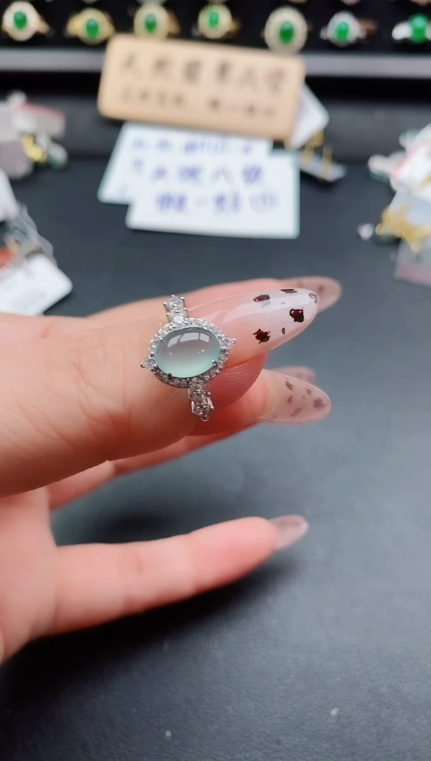 银S925镶嵌戒指翡翠1