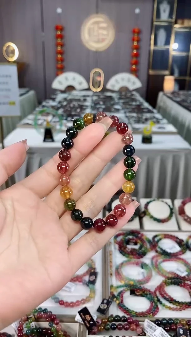收藏级老矿碧玺单圈手串8mm+未镶嵌碧玺hon多样性发一条