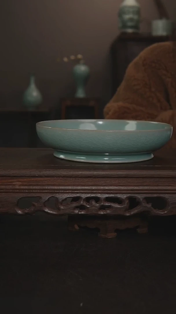 摆件瓷仿古釉手工圆洗