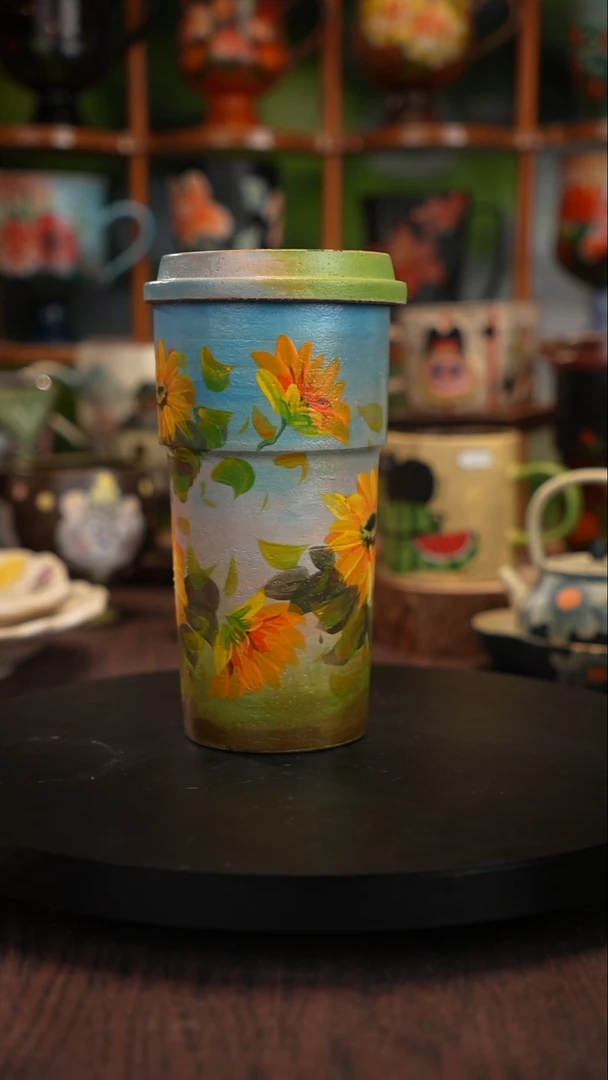 釉下手绘陶瓷紫砂杯