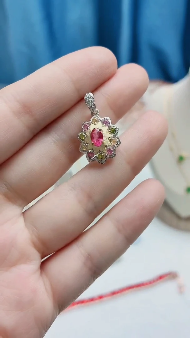 银S925镶嵌吊坠碧玺201ZB1110产品一个（多样性）