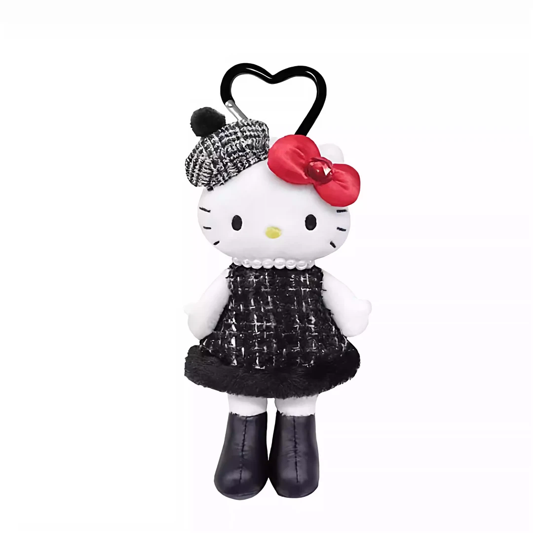 三丽鸥正品日版三丽鸥NIC长腿毛绒挂件贵妇黑皮波点Hello Kitty
