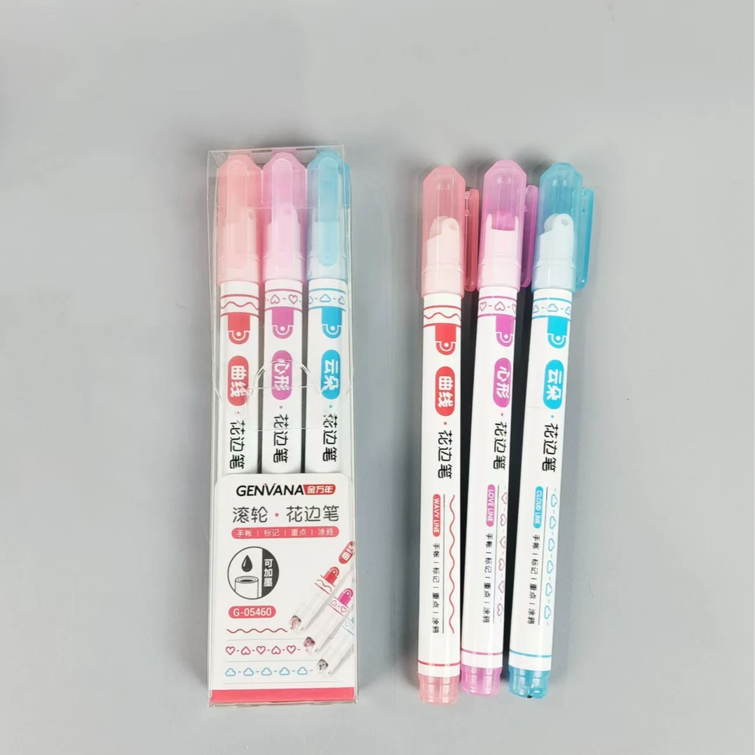 金万年学生滚轮花边笔标记重点05460