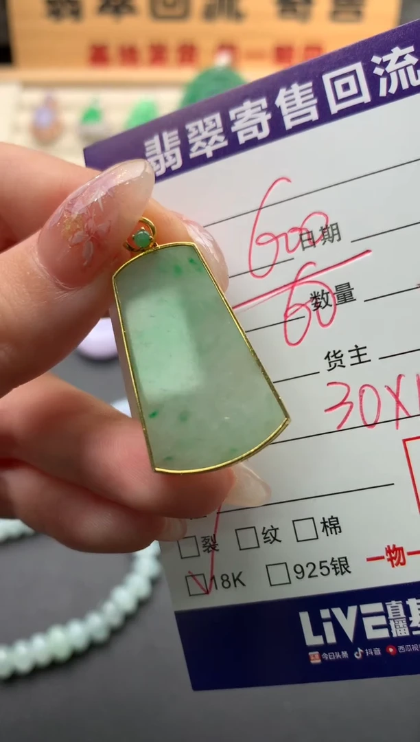 翡翠18K金镶嵌颈饰10133775