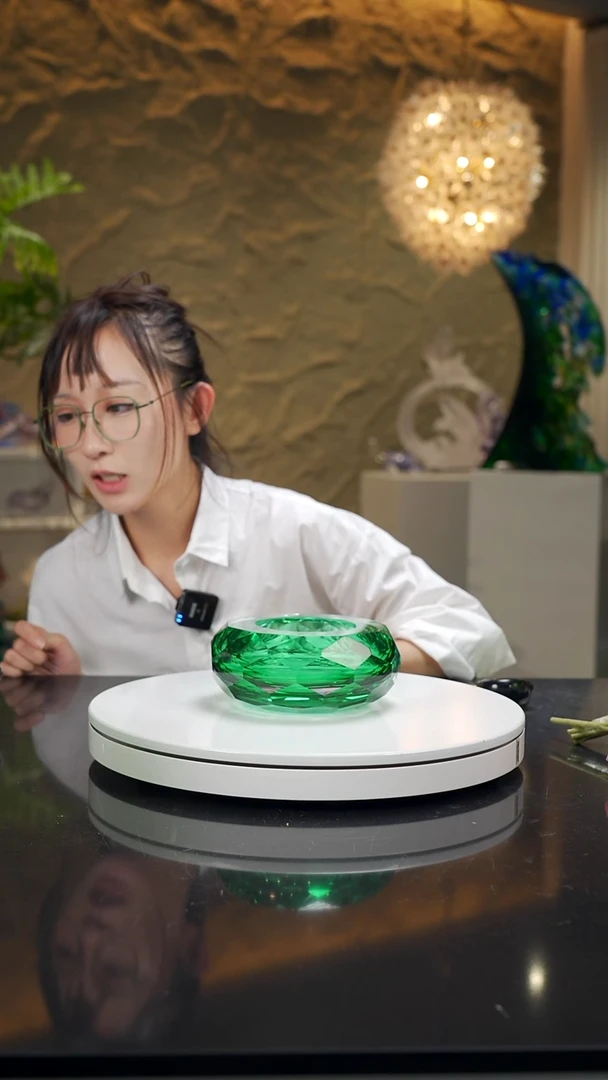 手工艺品琉璃湖水绿切面果碗