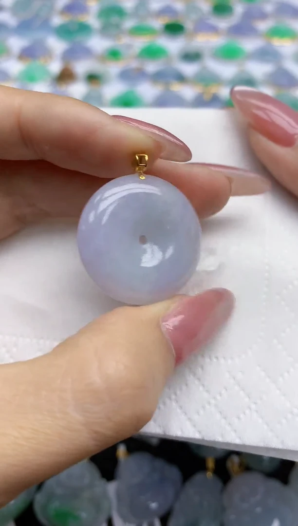 【闪购商品】翡翠挂件18K金镶嵌天然翡翠A货