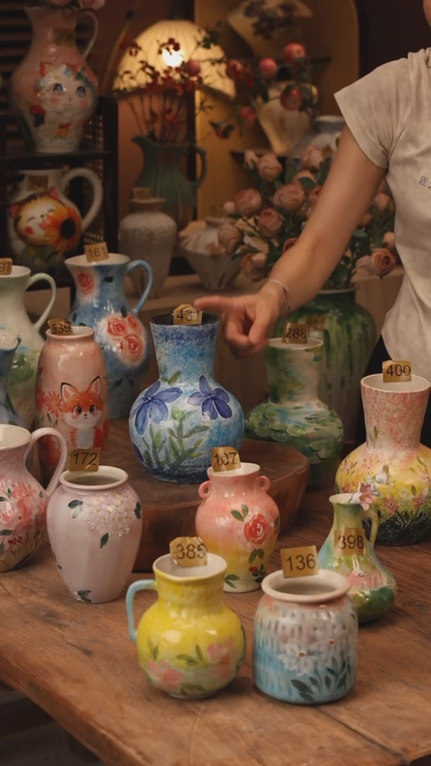 陶瓷431景德镇设计师手作花器摆件侘寂风
