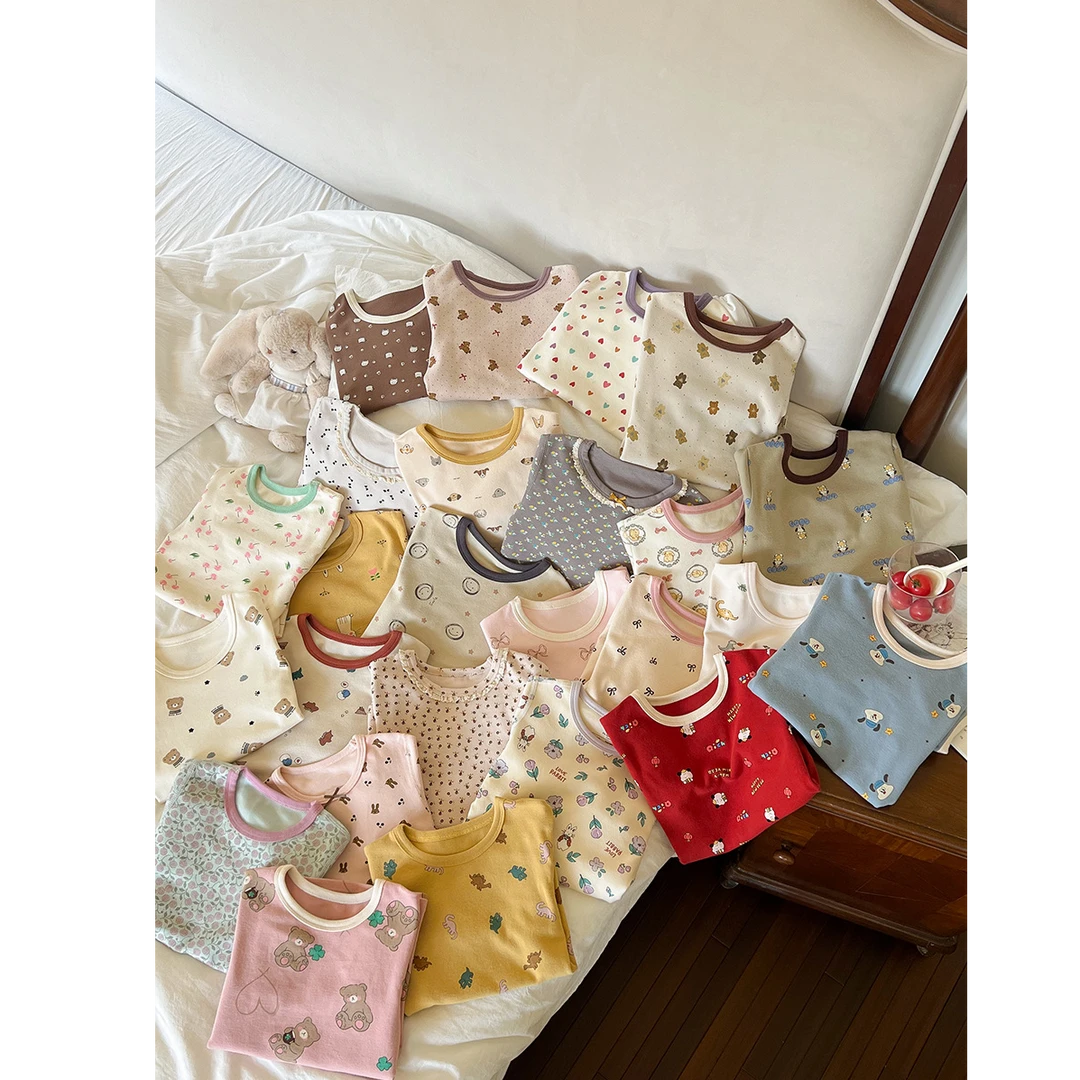 【 工厂直销】秋冬男女童无骨A类秋衣秋裤羊毛拉架卡通家居服24Y045