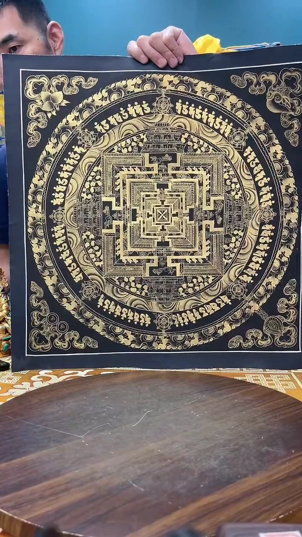 ?****?矿物质手绘  时轮坛城木框59*59cm