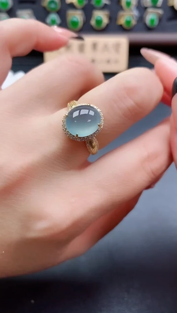 银S925镶嵌戒指翡翠1