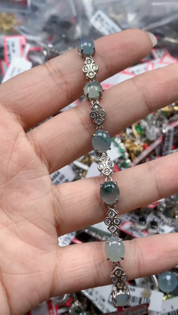 银S925镶嵌戒指翡翠天然A货缅甸翡翠