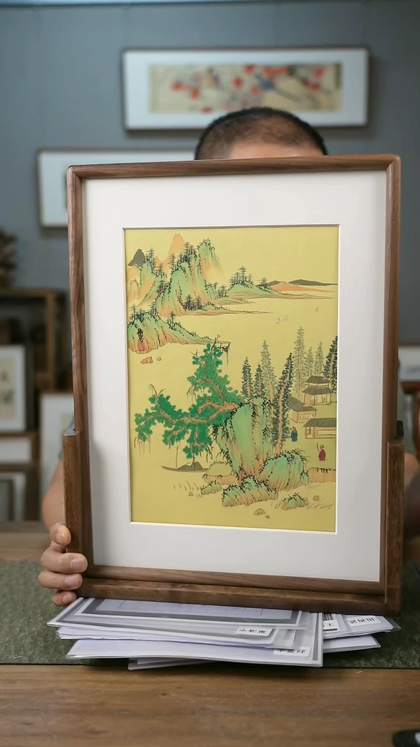 书法屏风尺寸30*40，整体带底座，北美黑胡桃材质