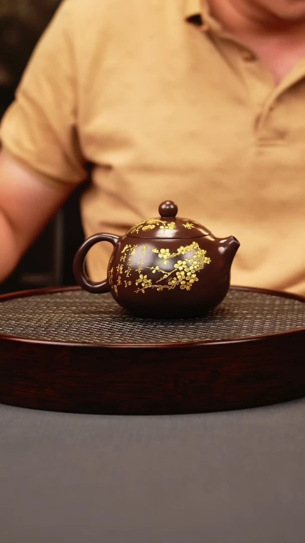 茶壶紫砂天星泥 西施 描金
