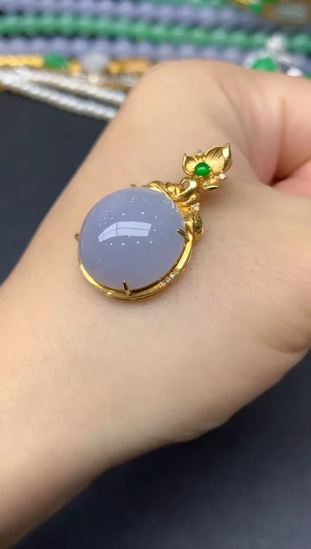 颈饰18K金镶嵌翡翠217-雪姐翡翠天天见