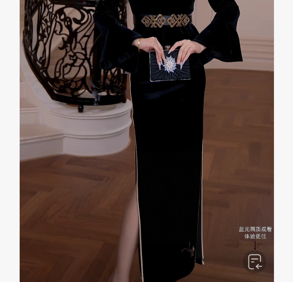 FNN【黑金丝绒】新款休闲洋气衣服女穿搭气质女装裙子F2530091B