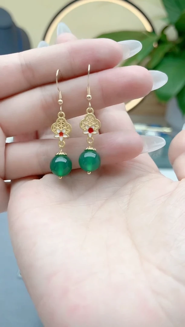 玛瑙/玉髓耳饰银S925镶嵌202