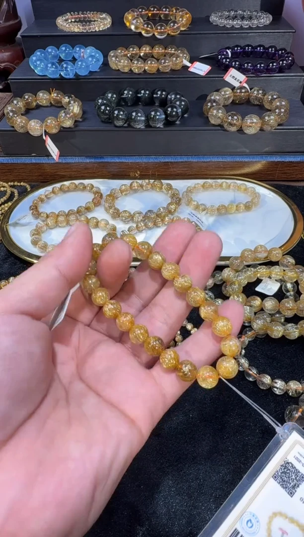 未镶嵌手串发晶SJ-684金发晶8.7mm+