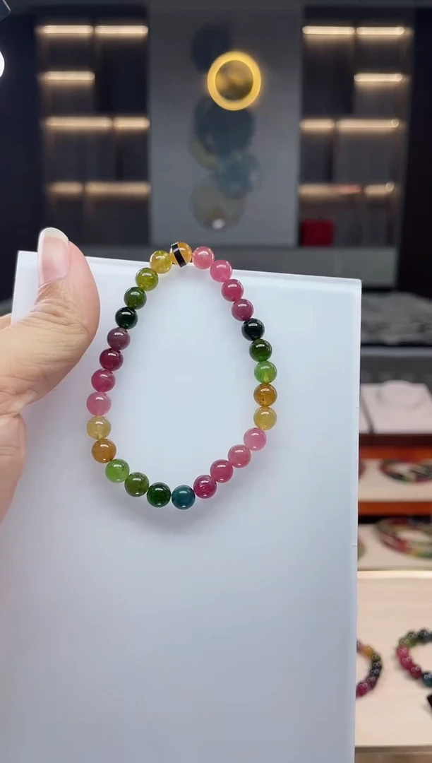 未镶嵌老矿碧玺单圈手串6mm+碧玺（多样性发一条）Q