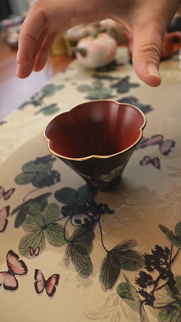 茶壶紫砂黑金花苞杯