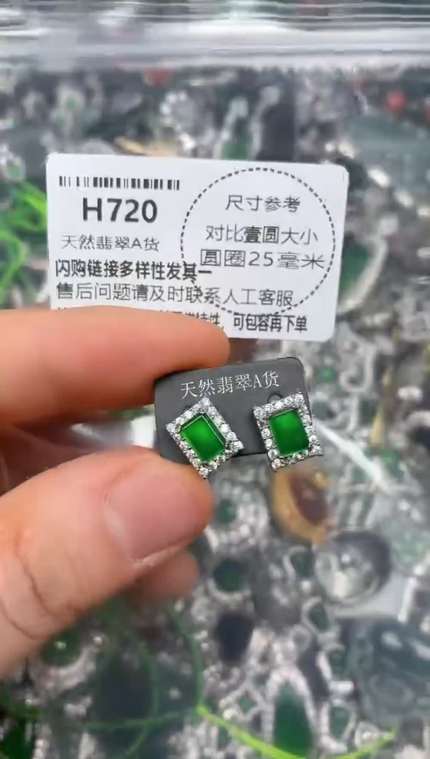 颈饰未镶嵌翡翠H720耳钉