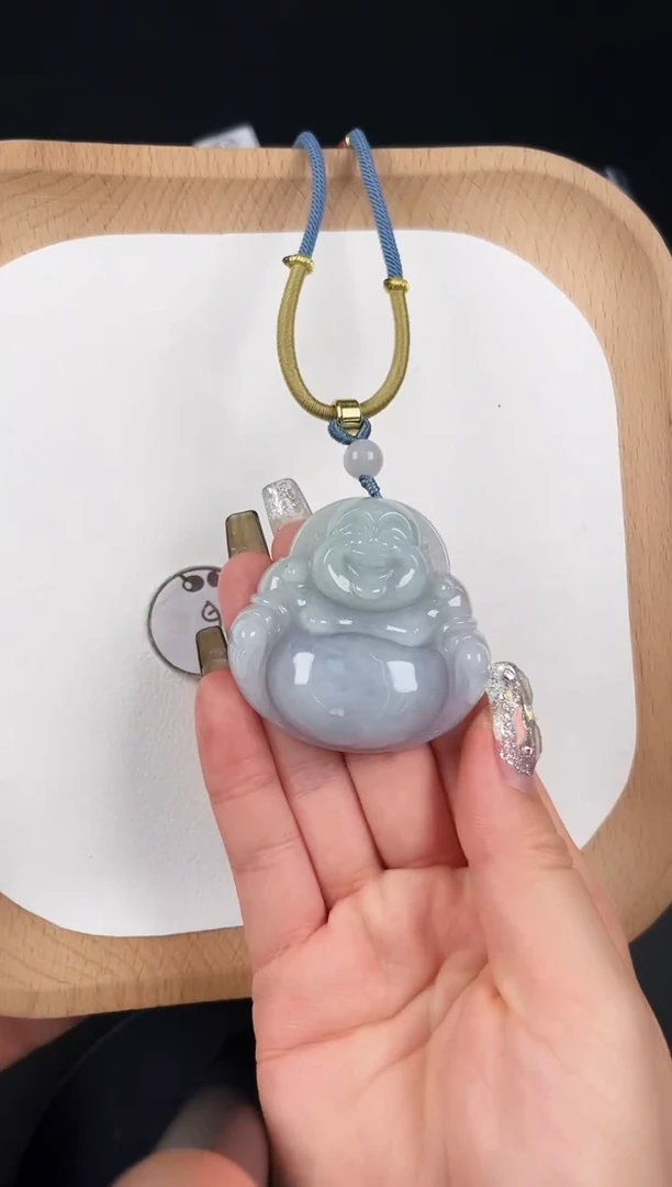 颈饰未镶嵌翡翠5CC012冰春彩大佛（胸口微裂）