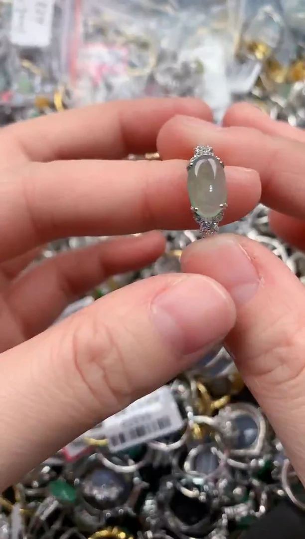 银S925镶嵌戒指翡翠777                 2