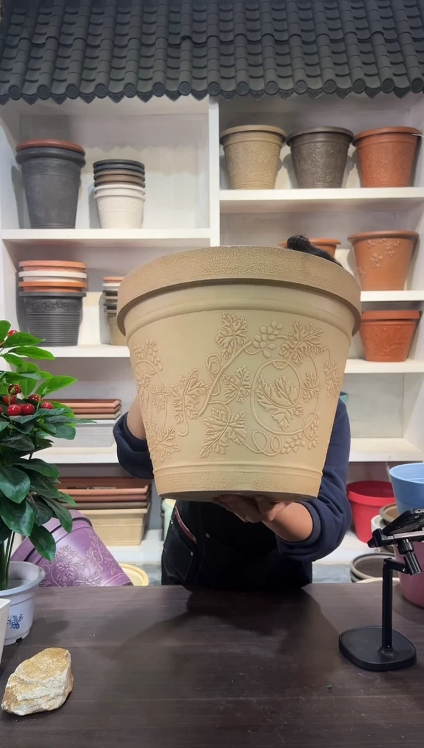 38*31/MF38/象牙色浮雕纹理大花盆