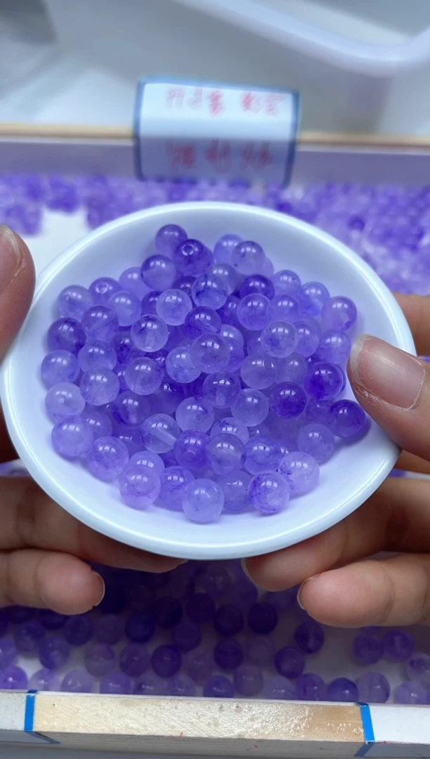 散珠未镶嵌碧玺A1565 紫碧玺8mm25个9.9元