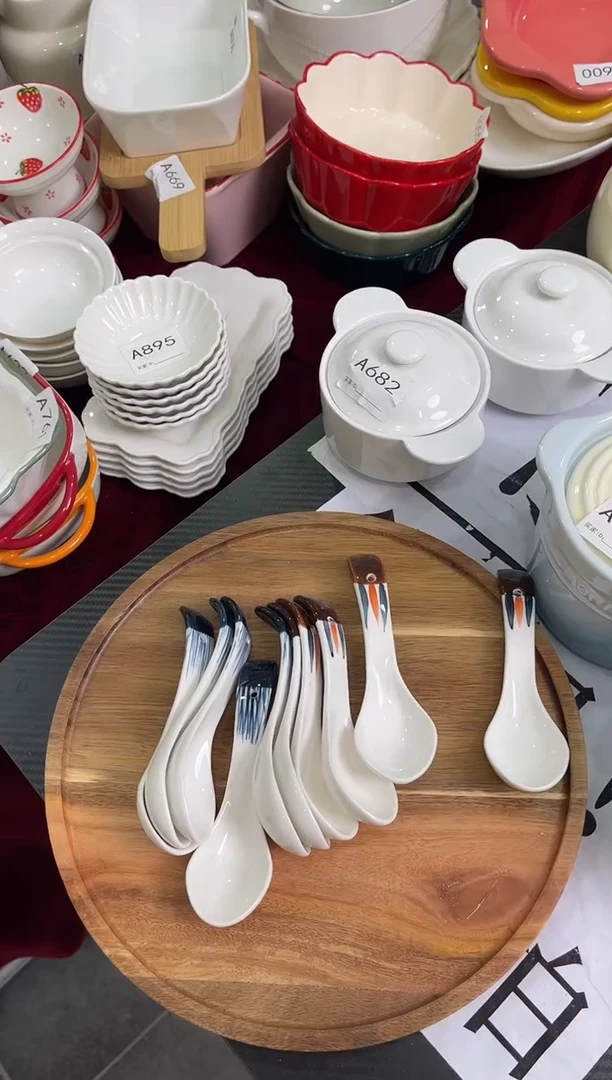 摆件陶汤勺10支装颜色随机