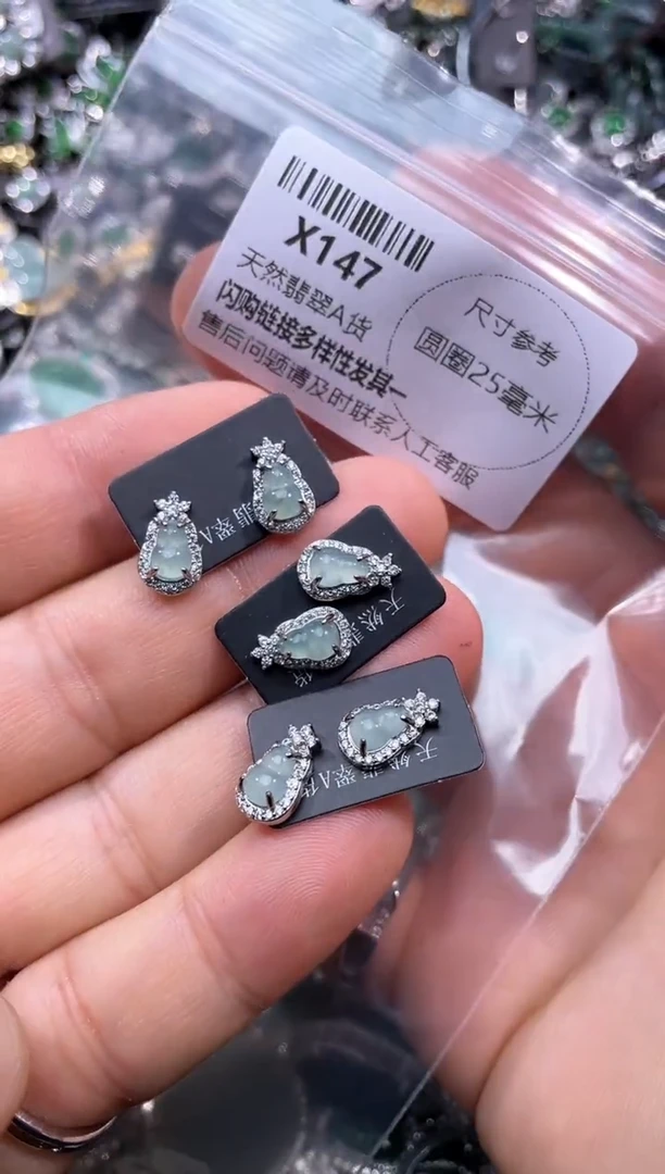 【闪购商品】翡翠颈饰未镶嵌X147耳钉 多样性发其一