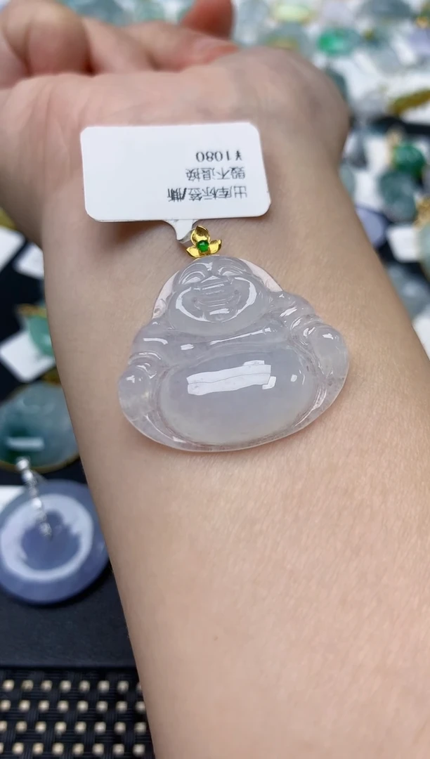 颈饰18K金镶嵌翡翠天然缅甸A货翡翠