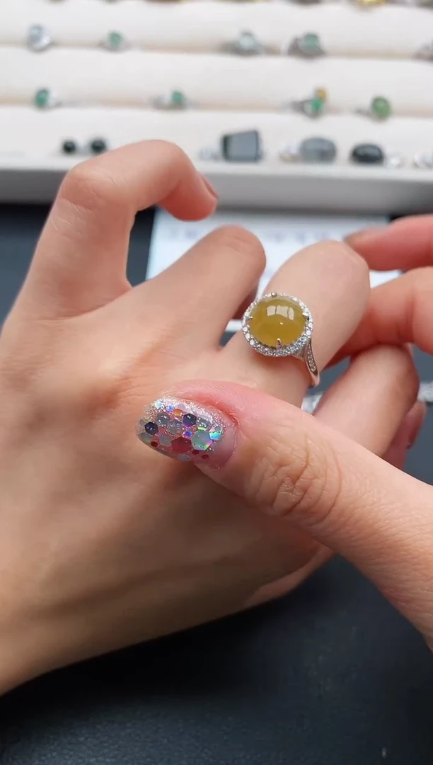 银S925镶嵌戒指翡翠7777777+7