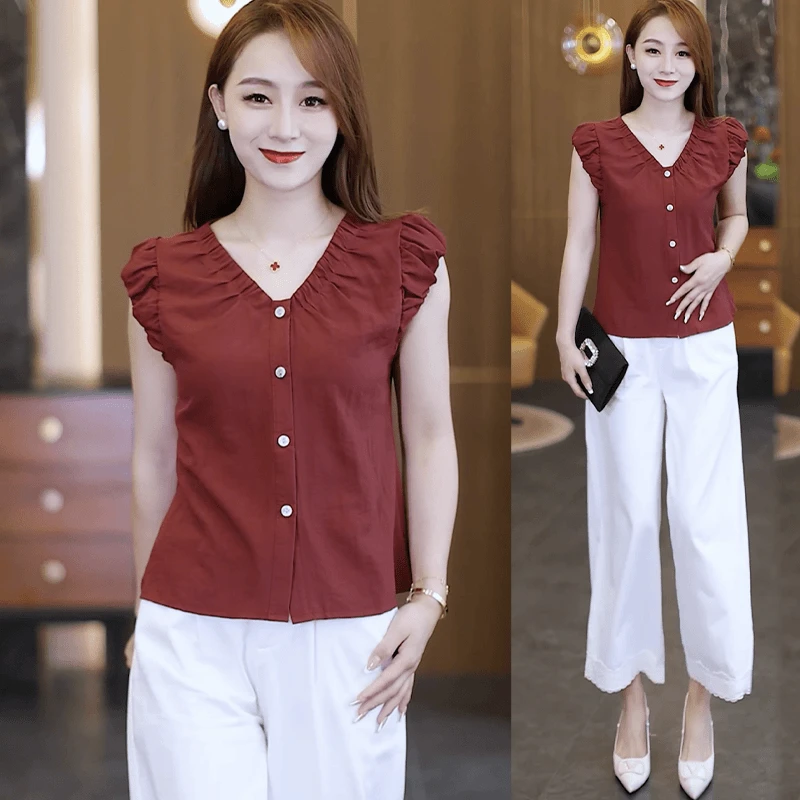 2025韩版衬衣薄款收腰夏季洋气纯色衬衫夏装午休上衣显瘦气质时尚