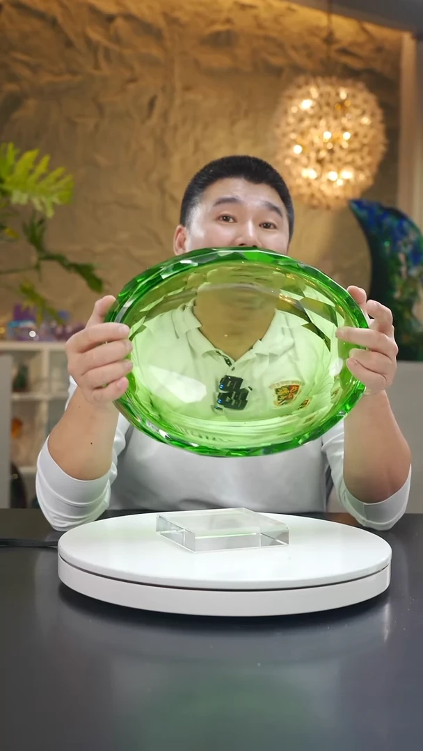 琉璃祖母绿色椭圆切面果盘