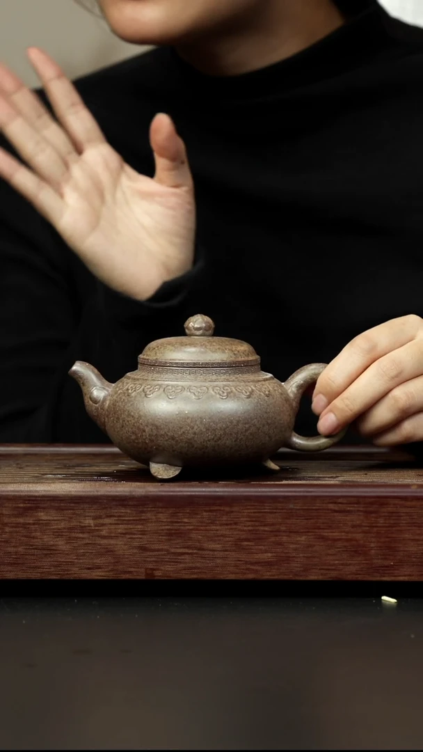 紫砂茶壶本绿柴烧 云肩如意