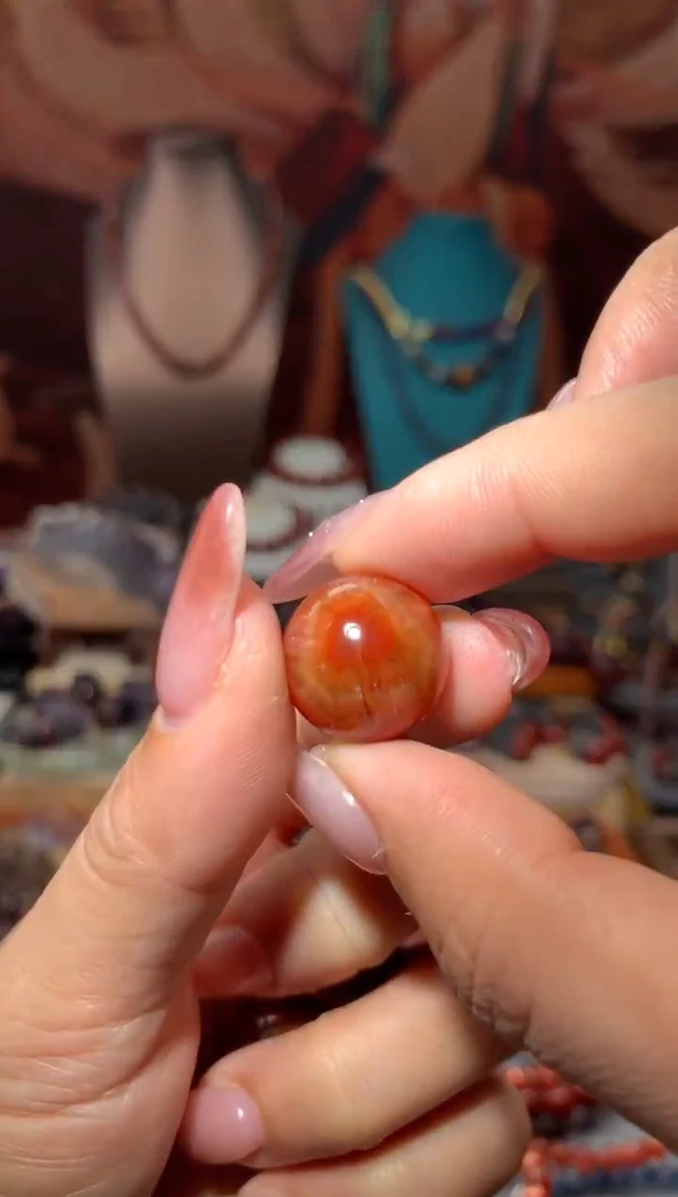 未镶嵌珠宝半成品水晶红极光玉化眼单珠17+mm