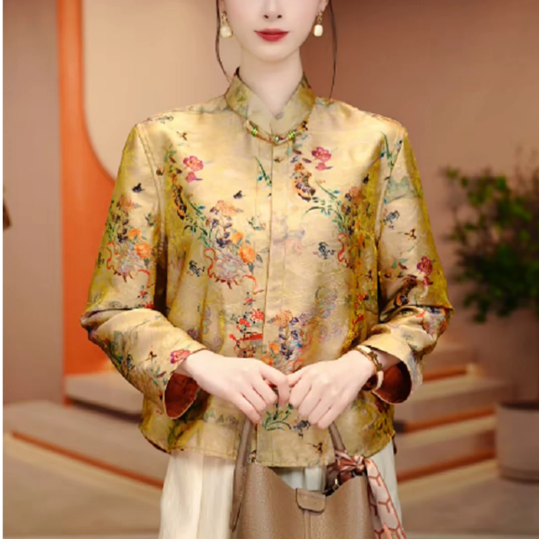 2025女装洋气1衬衫显瘦时尚百搭宽松圆领休闲通勤194