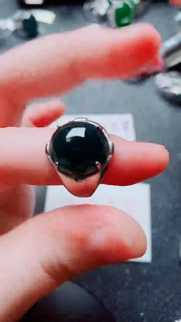 银S925镶嵌戒指翡翠1