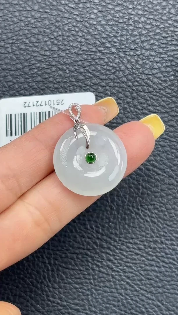 颈饰18K金镶嵌翡翠YM202-198-3-1 平安扣